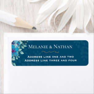 Blauer Navy Wasserfarbenflora Hochzeit
