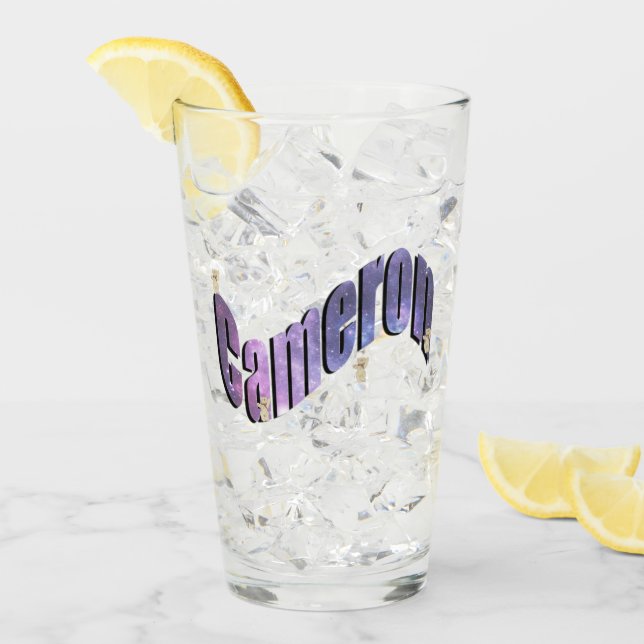 Blauer Nebel Cameron Name mit Teddies, Glas (Vorderseite Ice)