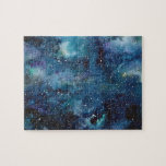 Blauer Nebel Galaxy Wasserfarbe Puzzle<br><div class="desc">Blau und grün im Weltraum nebel Wasserfarbe.</div>