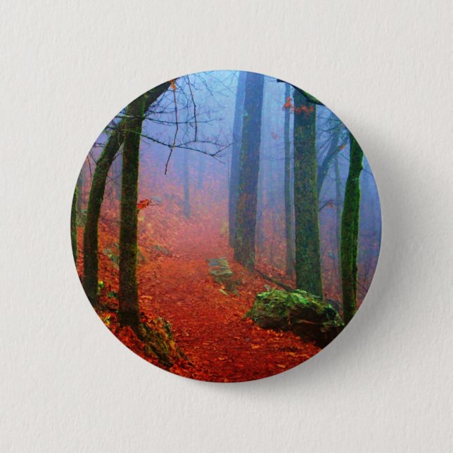 Blauer Nebel in gestrichenem Wald Button (Vorderseite)