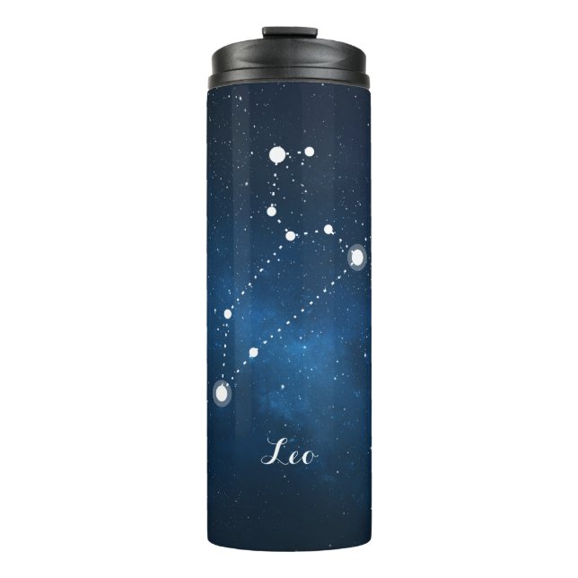Blauer Nebel Leo Zodiac Sign Thermosbecher (Vorderseite)