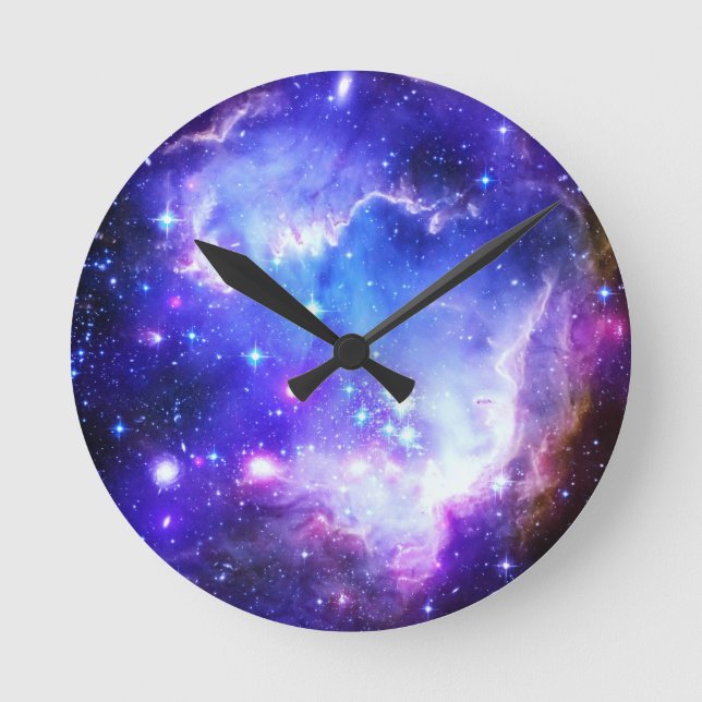 Blauer Nebel Runde Wanduhr (Vorderseite)