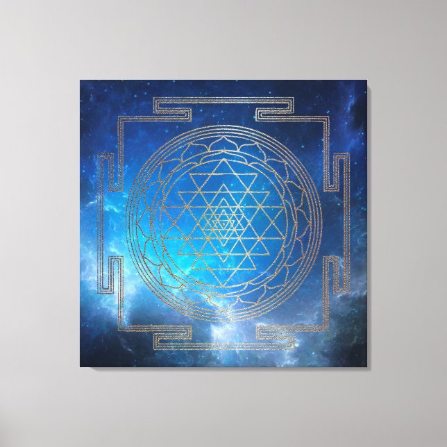 Blauer Nebel Sri Yantra - Wrapped Canvas Leinwanddruck (Vorderseite)