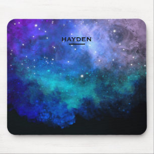 Blauer Nebulous Cool Galaxy Personalisiert Mousepad