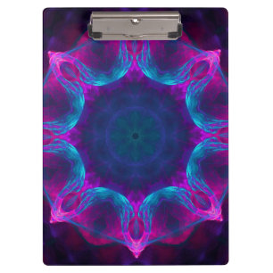 Blauer Neon Dark Kaleidoskop Gradient Klemmbrett