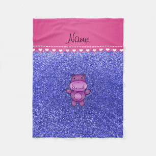 Blauer NeonGlitter des personalisierten lila Fleecedecke