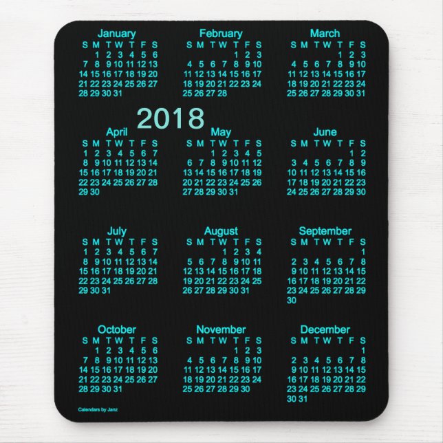 Blauer Neonkalender des Großdruck-2018 durch Janz Mousepad (Vorne)