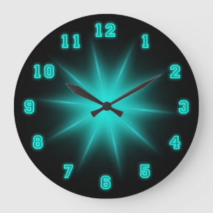 Blauer Neonstern 10,75" Große Wanduhr