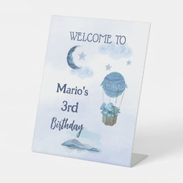 Blauer niedliche Geburtstag Sockelschild