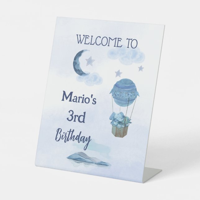 Blauer niedliche Geburtstag Sockelschild (Vorderseite)