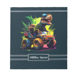 Blauer Niedlicher T-Rex Reitmonster Truck Dinosaur Notizblock