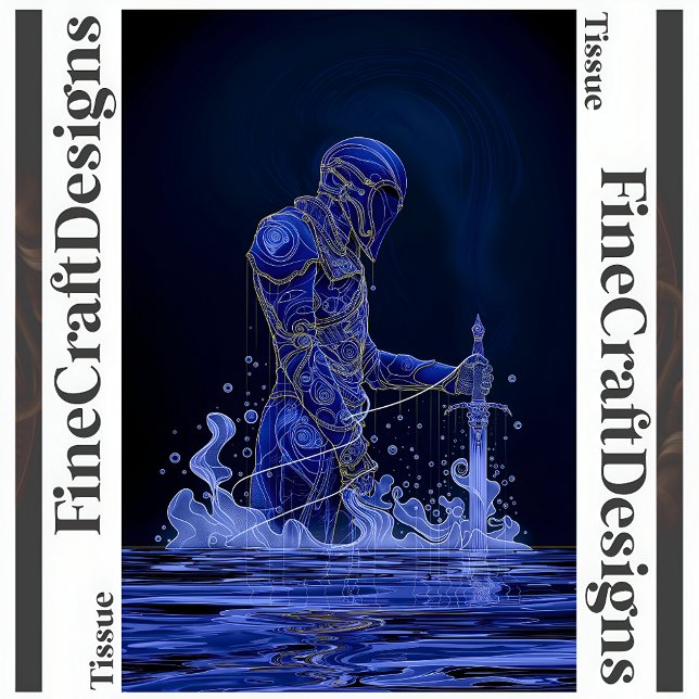 Blauer Nobelritter mit Schwert-Decoupage rechts 15 Seidenpapier (Von Creator hochgeladen)