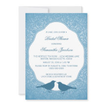 Blauer Nouveau Blumenrahmen Brautparty einladen