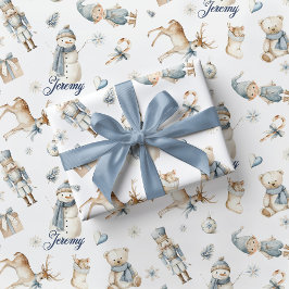 Blauer Nussknacker-Wrap mit Jungen-Motiv für Weihn Geschenkpapier