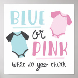 Blauer oder rosa Baby Gender Reveal Party Dusche Poster