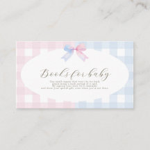 Blauer oder rosa Gingham Bow Gender Reveal Baby Sh