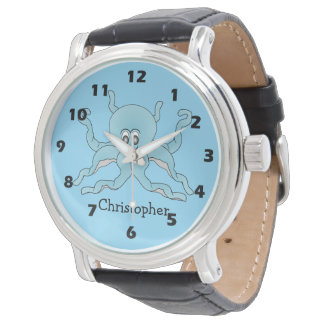 Blauer Oktopus-Design Armbanduhr