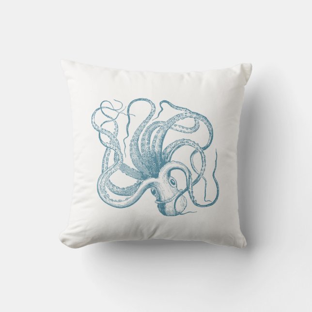 Blauer Oktopus Kissen (Vorderseite)