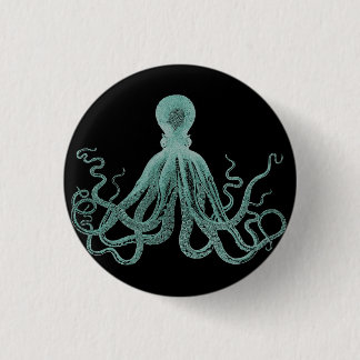 Blauer Oktopus-Knopf Button