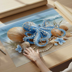Blauer Oktopus-Küstenwand-Kunst Druck Wandposter Poster