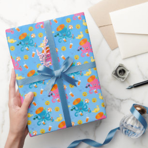 Blauer Oktopus unter dem Meer Jungen-Geburtstagsfe Geschenkpapier