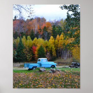 Blauer Oldtimer-LKW Poster