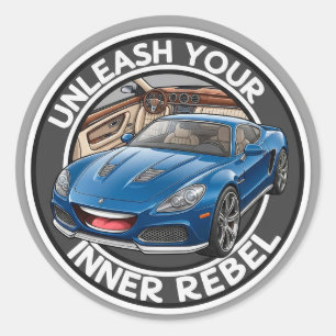 Blauer Oldtimer Runder Aufkleber