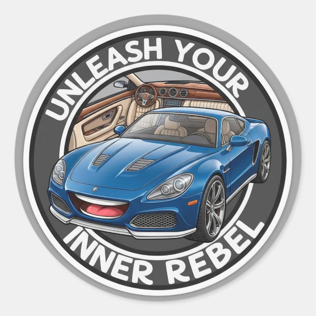 Blauer Oldtimer Runder Aufkleber (Vorderseite)