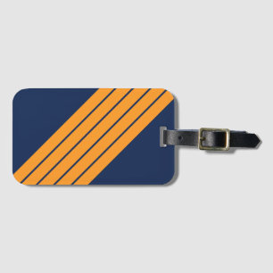 Blauer Orange Streifen 70er 80er Retro Racing Stre Gepäckanhänger