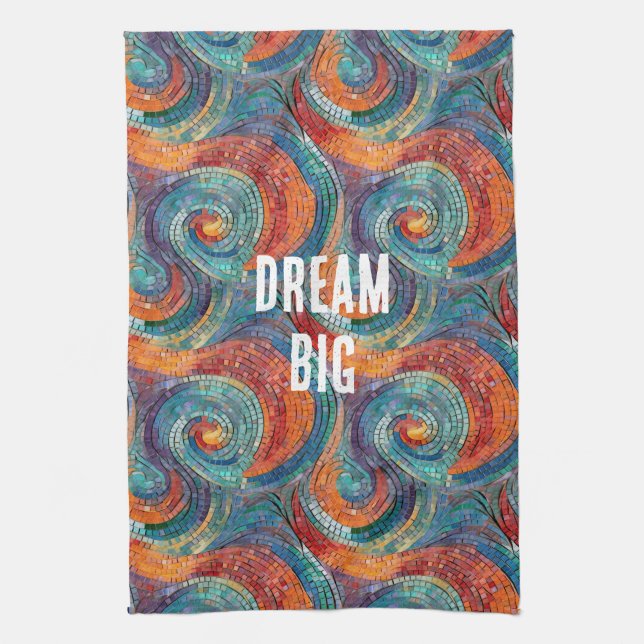 Blauer Orange Swirl Geschirrtuch (Vertikal)