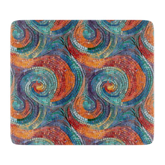 Blauer Orange Swirl Schneidebrett (Vorderseite)