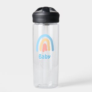 blauer orangefarbener Regenbogen-Baby-Name-Text  Trinkflasche