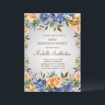 Blauer Orangenblumen 60. Geburtstag Einladung<br><div class="desc">Elegante marineblaue und orangefarbene Aquarellblumen/Tigerlien und Grünpflanzen auf einer bräunlichen 60. Geburtstagsfeier. Kontaktieren Sie mich,  um Hilfe bei der Anpassung zu erhalten,  oder um die Abstimmung oder Koordination von Zazzle Produkten für Ihr Party anzufordern.</div>