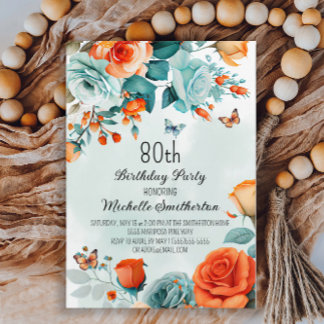 Blauer Orangenblutbarsch 80. Geburtstag Einladung