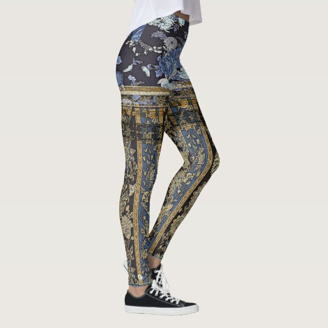 Blauer orientalischer BlumenShortie Leggings (Rechts)