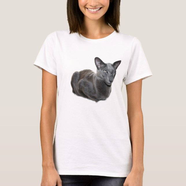 Blauer orientalischer Shorthair Katzen-T - Shirt (Vorderseite)