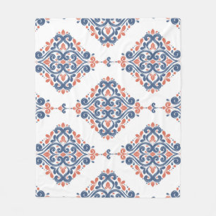 Blauer Ornamentiv Orange: Vintag nahtlos Fleecedecke