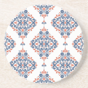 Blauer Ornamentiv Orange: Vintag nahtlos Getränkeuntersetzer