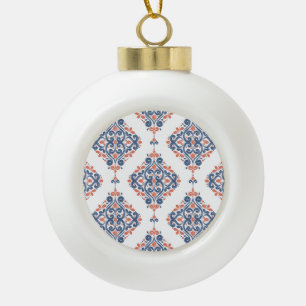 Blauer Ornamentiv Orange: Vintag nahtlos Keramik Kugel-Ornament