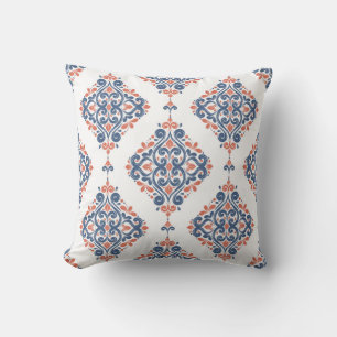 Blauer Ornamentiv Orange: Vintag nahtlos Kissen