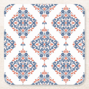 Blauer Ornamentiv Orange: Vintag nahtlos Rechteckiger Pappuntersetzer