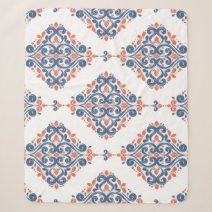 Blauer Ornamentiv Orange: Vintag nahtlos Sherpadecke