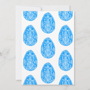 Blauer Ostereier Linocut Einladung