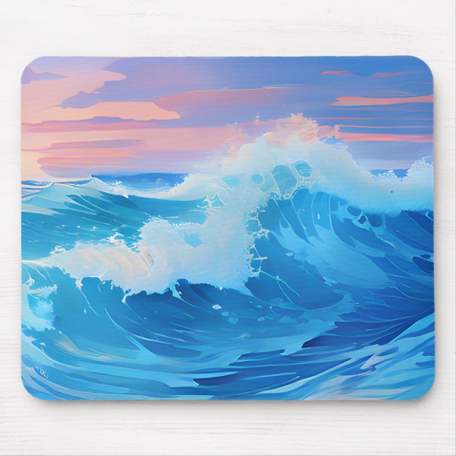 Blauer Ozean bei Sonnenuntergang Mousepad (Vorne)