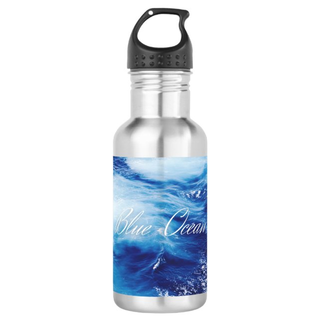 Blauer Ozean Edelstahlflasche (Vorderseite)