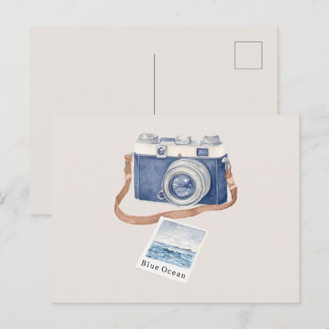 Blauer Ozean Foto Kamera Postkarte (Vorne/Hinten)