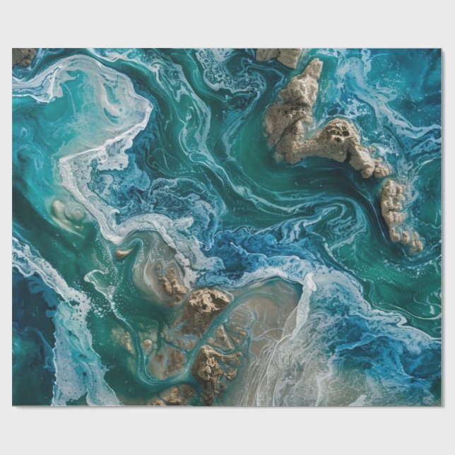 Blauer Ozean Geschenkpapier (Flach)