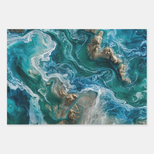 Blauer Ozean Geschenkpapier Set