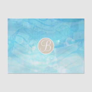 Blauer Ozean Meeresschnecken Strand Monogramm Anfa Seidenpapier