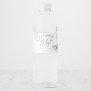 Blauer Ozean sieht dich bald Sommer Flaschenetiket Wasserflaschenetikett
